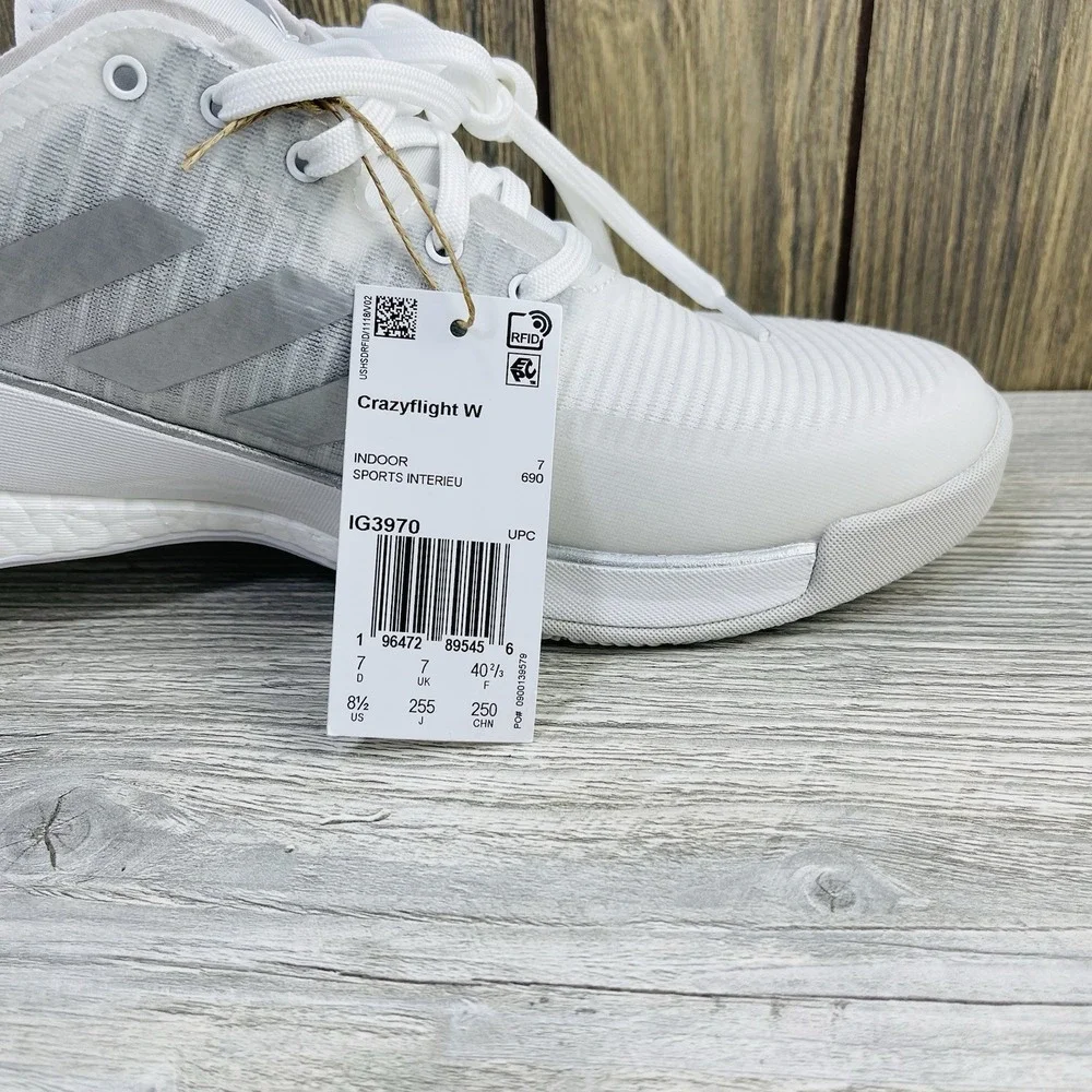Adidas Crazyflight Volleyball Shoes White Silver Grey IG3970 Womens Size: 8.5 - Picture 3 of 16